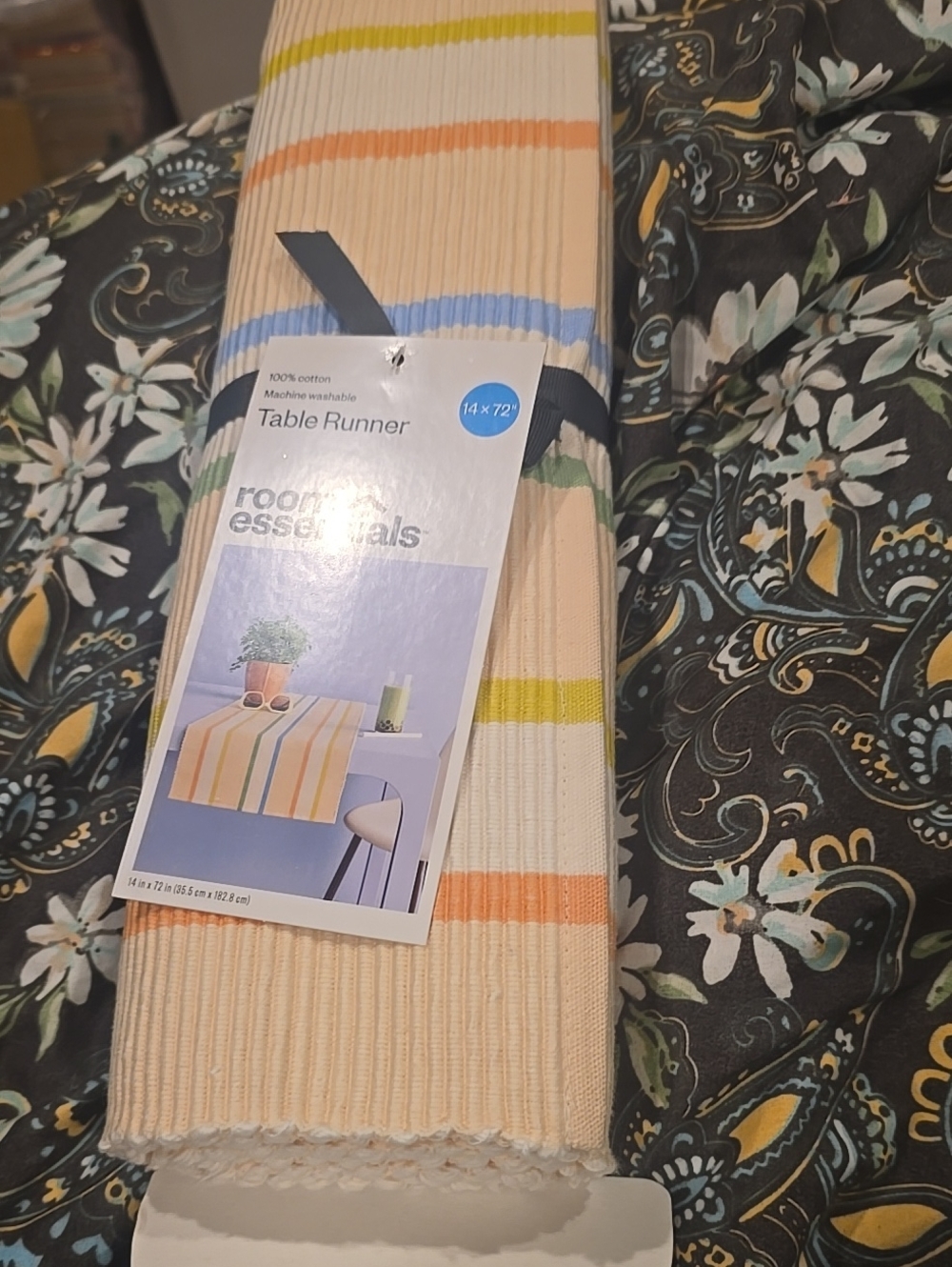 ❤️10/$13 Room Essentials Peach and Multi-Stripe Cotton Table Runner